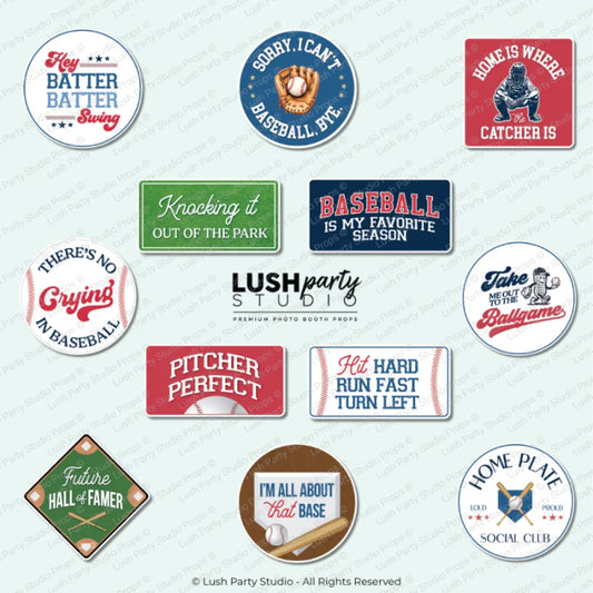 baseball sports events Photo Booth Props Set by Lush Party Studio