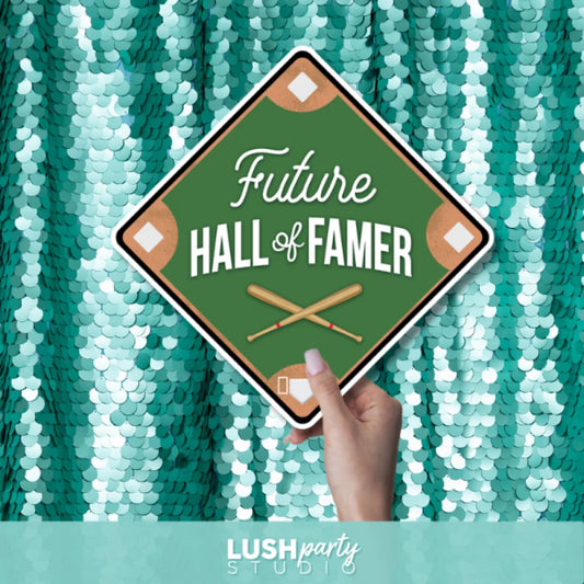 baseball photo booth prop with 'Future Hall of Famer' text by lush party studio