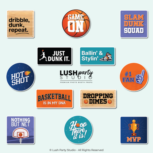 photo booth props for basketball-themed sports events and parties by lush party studio