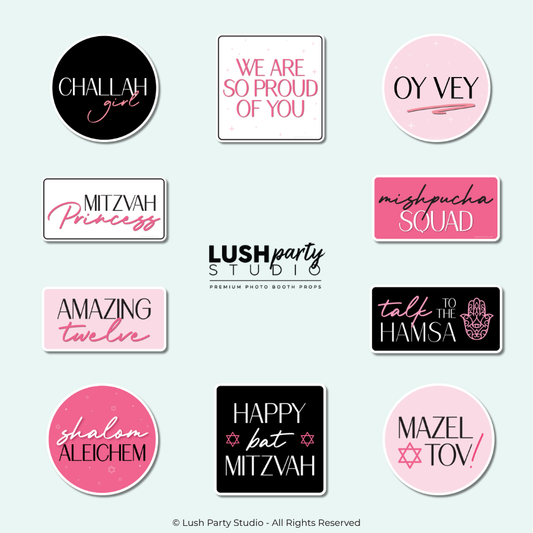 photo booth props for jewish bat mitzvah birthday parties by lush party studio