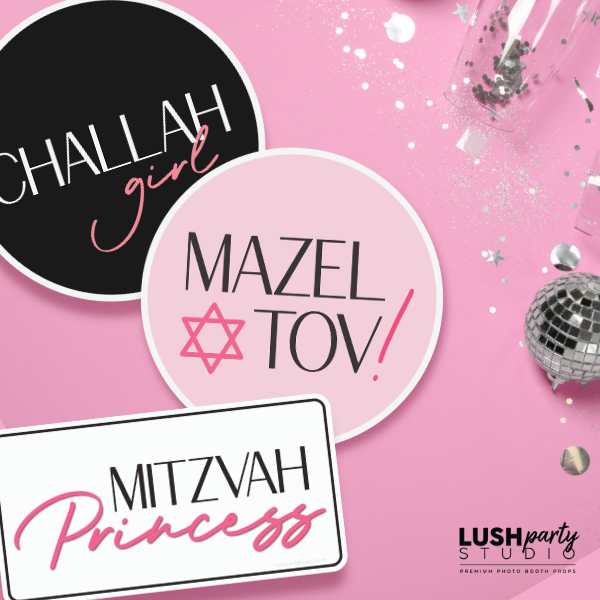 photo booth props for bat mitzvah birthday jewish party by lush party studio