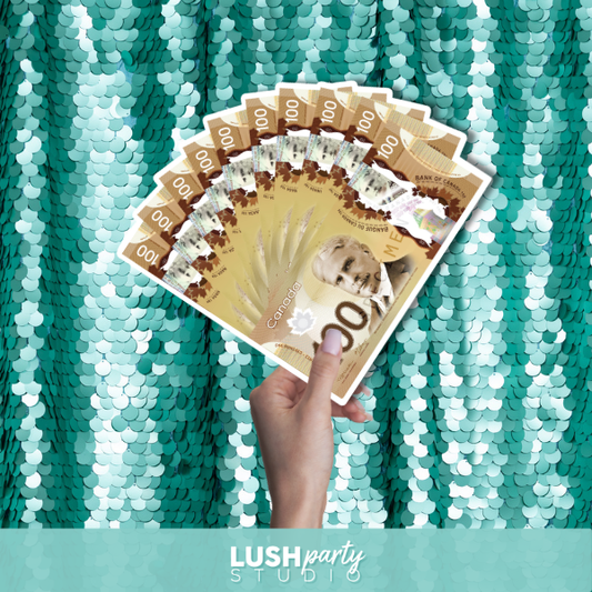 canadian money fan photo booth prop by lush party studio