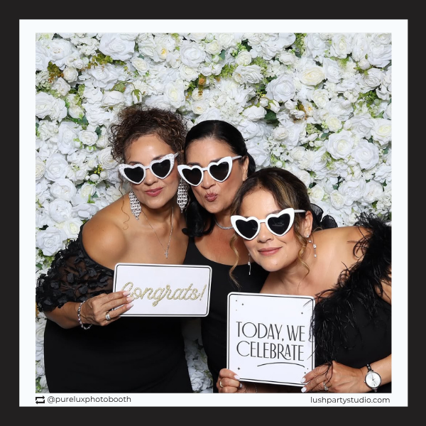 celebration photo booth prop signs by lush party studio
