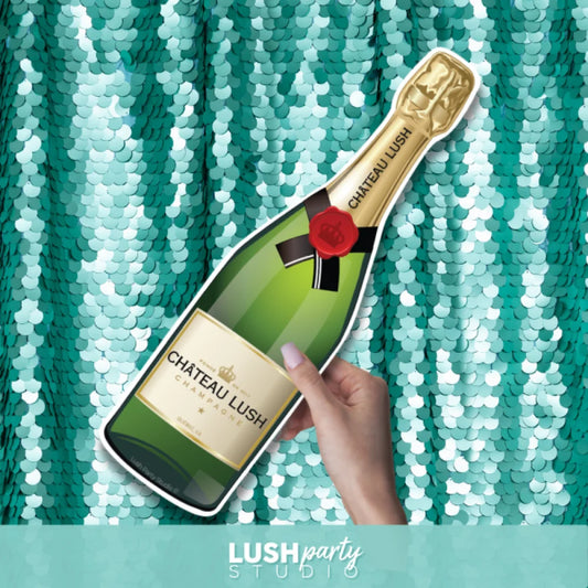 champagne bottle photo booth prop by lush party studio