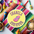 Load image into Gallery viewer, Colorful Mexican latin photo booth prop with a 'Chancla Survivor' text by lush party studio
