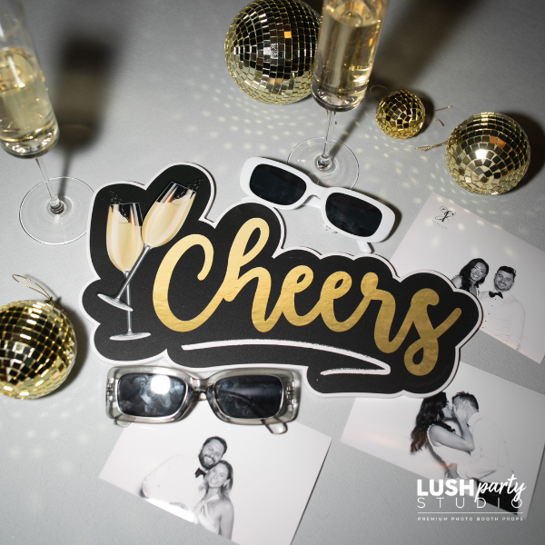 cheers photo booth prop sign for parties by lush party studio