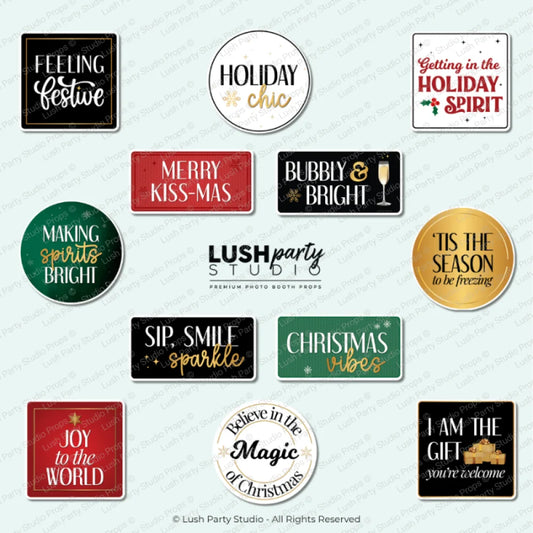 classy modern holiday Christmas photo booth prop signs bundle 