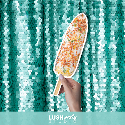 mexican food elote corn photo booth prop by lush party studio