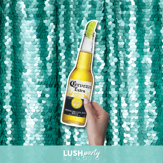 Corona Extra bottle-shaped photo booth prop by lush party studio