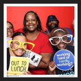 Load image into Gallery viewer, Group of people posing with humorous office corporate props in a photo booth
