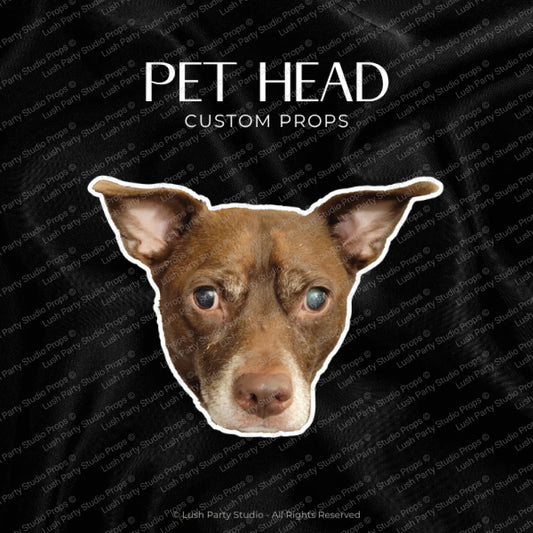 custom photo booth prop of pet head for weddings events and parties