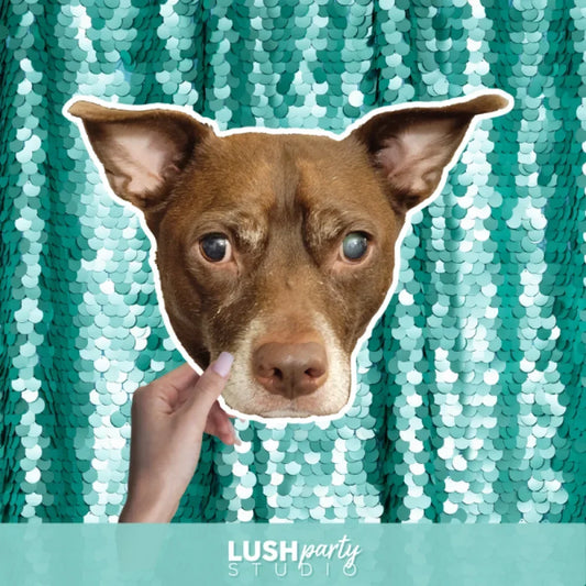 custom photo booth prop of pet head for parties and weddings