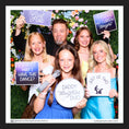 Load image into Gallery viewer, Group of people holding prop signs with daddy daughter dance phrases, posing against a floral backdrop.
