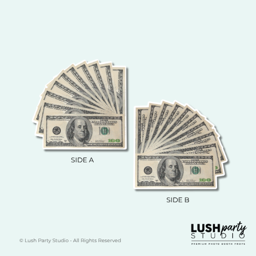  $100 dollar bill fan photo booth prop by 'Lush Party Studio' 