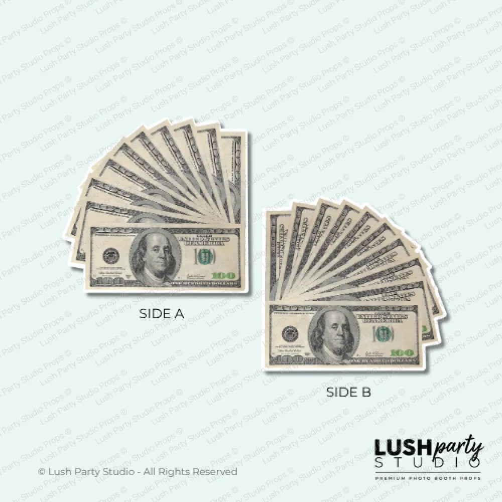  $100 dollar bill fan photo booth prop by 'Lush Party Studio' 