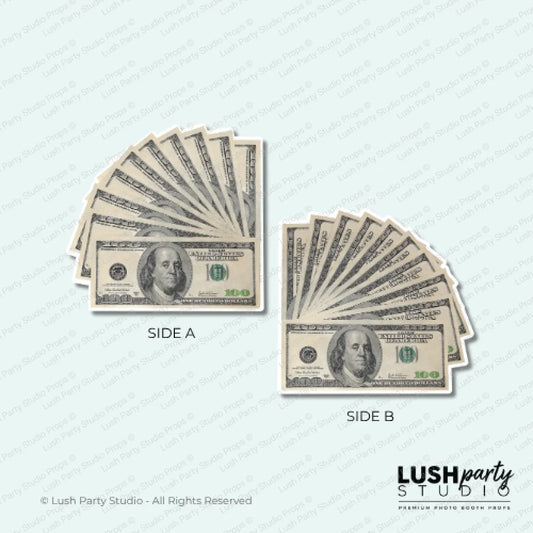  $100 dollar bill fan photo booth prop by 'Lush Party Studio' 