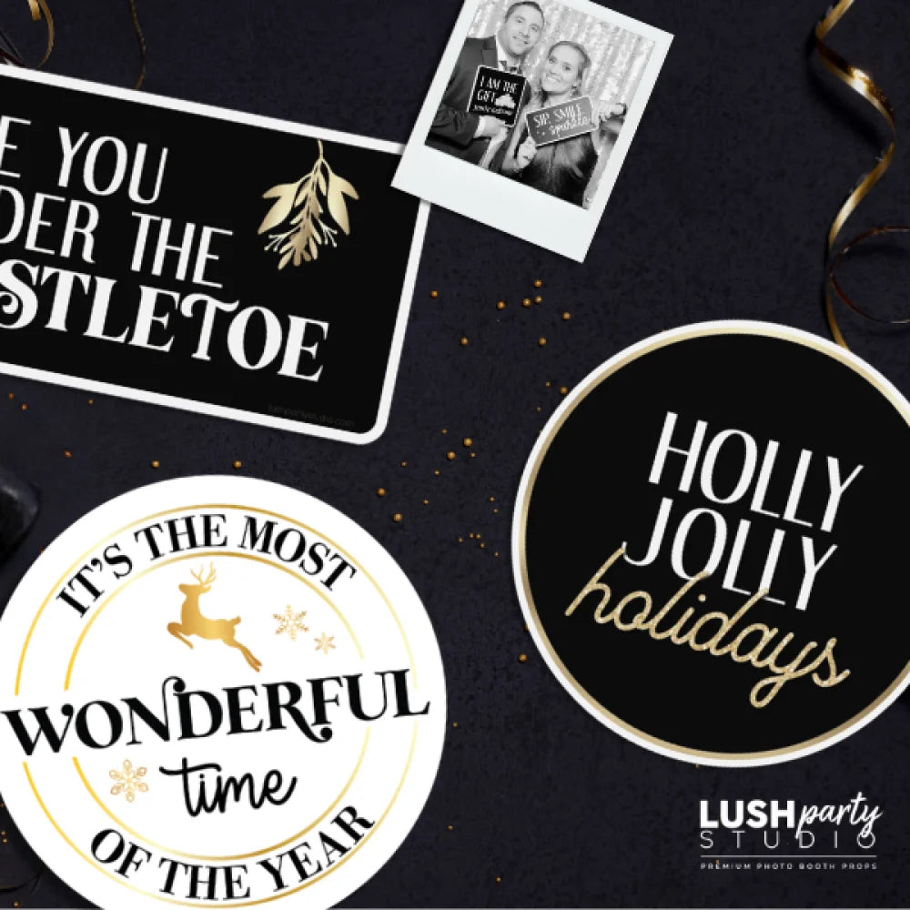 elegant photo booth props for holiday parties and christmas events
