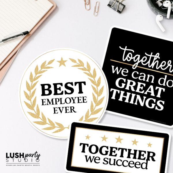 photobooth prop signs for corporate events 