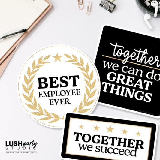photobooth prop signs for corporate events 