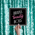 Load image into Gallery viewer, 'Brains beauty BOSS'photo booth prop signs
