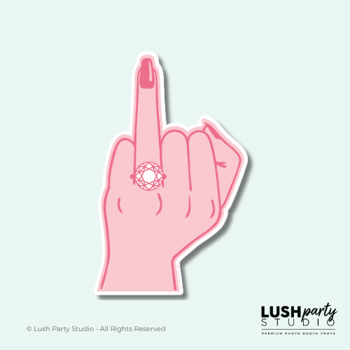 engagement ring finger photo booth prop sign for bachelorette parties, engagements and weddings