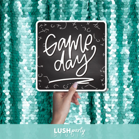 football prop sign with 'Game, day' text by lush party studio