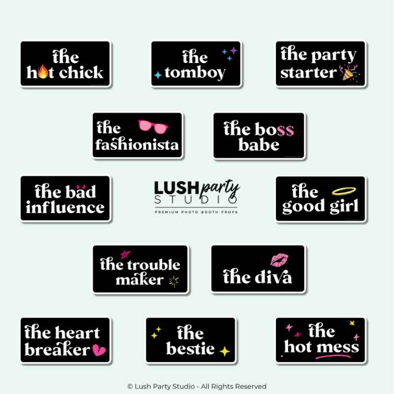 Girl Gang types Photo Booth Word Prop Signs