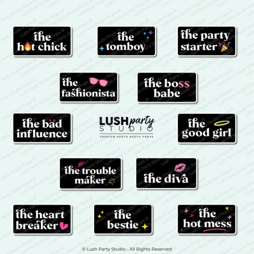 Girl Gang types Photo Booth Word Prop Signs