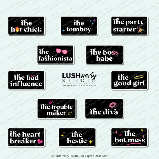Girl Gang types Photo Booth Word Prop Signs