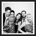 Load image into Gallery viewer, Group of people posing with glam vogue photo booth prop signs
