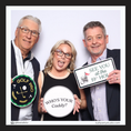 Load image into Gallery viewer, Three people holding golf prop signs in a photo booth by Lush Party Studio.
