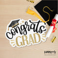 Load image into Gallery viewer, 'Congrats Grad' photo booth prop sign for graduations, graduation parties and celebrations by Lush Party Studio.
