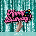 Load image into Gallery viewer, happy birthday prop sign in pink by lush party studio
