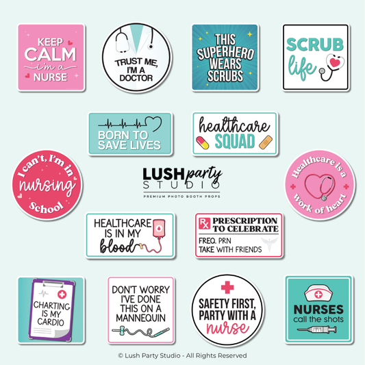 healthcare nurse nursing doctor photo booth prop signs