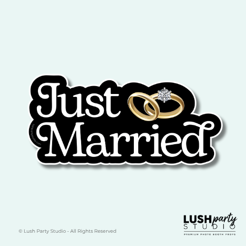 Just married wedding Photo Booth Prop Word Sign