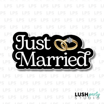 Just married wedding Photo Booth Prop Word Sign