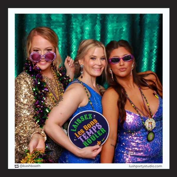 photobooth party for mardi gras events with props by lush party studio