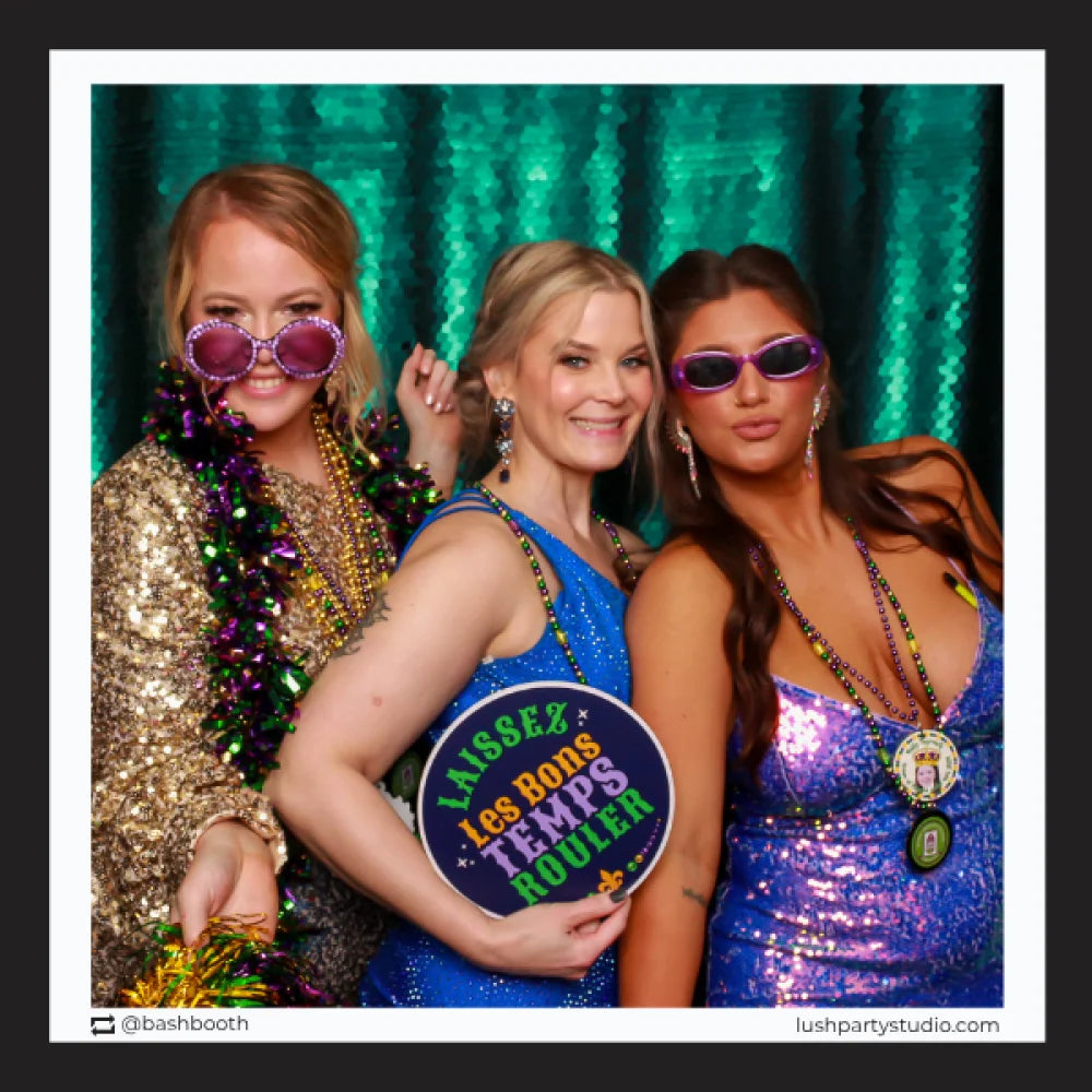 photobooth party for mardi gras events with props by lush party studio