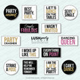 Load image into Gallery viewer, Collection of party-themed photo booth props with funny sayings by lush party studio
