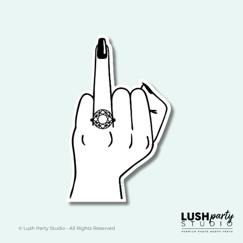 engagement ring finger photo booth prop sign for bachelorette parties, engagements and weddings