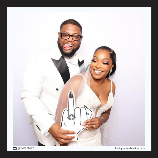 engagement ring finger photo booth prop sign for bachelorette parties, engagements and weddings