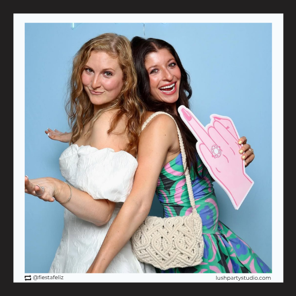 engagement ring finger photo booth prop sign for bachelorette parties, engagements and weddings