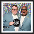 Load image into Gallery viewer, Two grooms holding a 'Mr & Mr' photo booth prop sign for same-sex weddings
