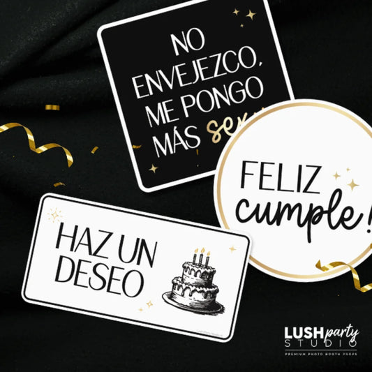 cumpleanos birthday photo booth prop signs