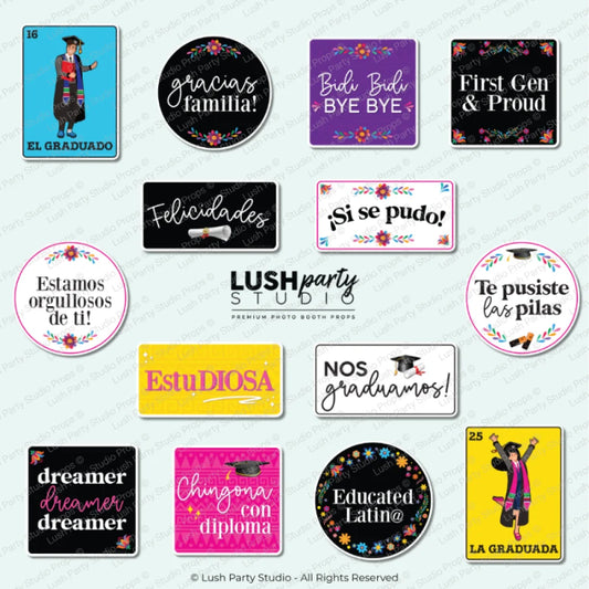Set of Spanish Graduation LATIN graduacion espanol Photo Booth Word Prop Signs
