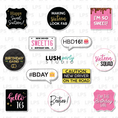 Load image into Gallery viewer, Sweet 16 pink glam photo booth props set in trendy teen party style

