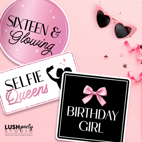 sweet 16 birthday photo booth prop signs