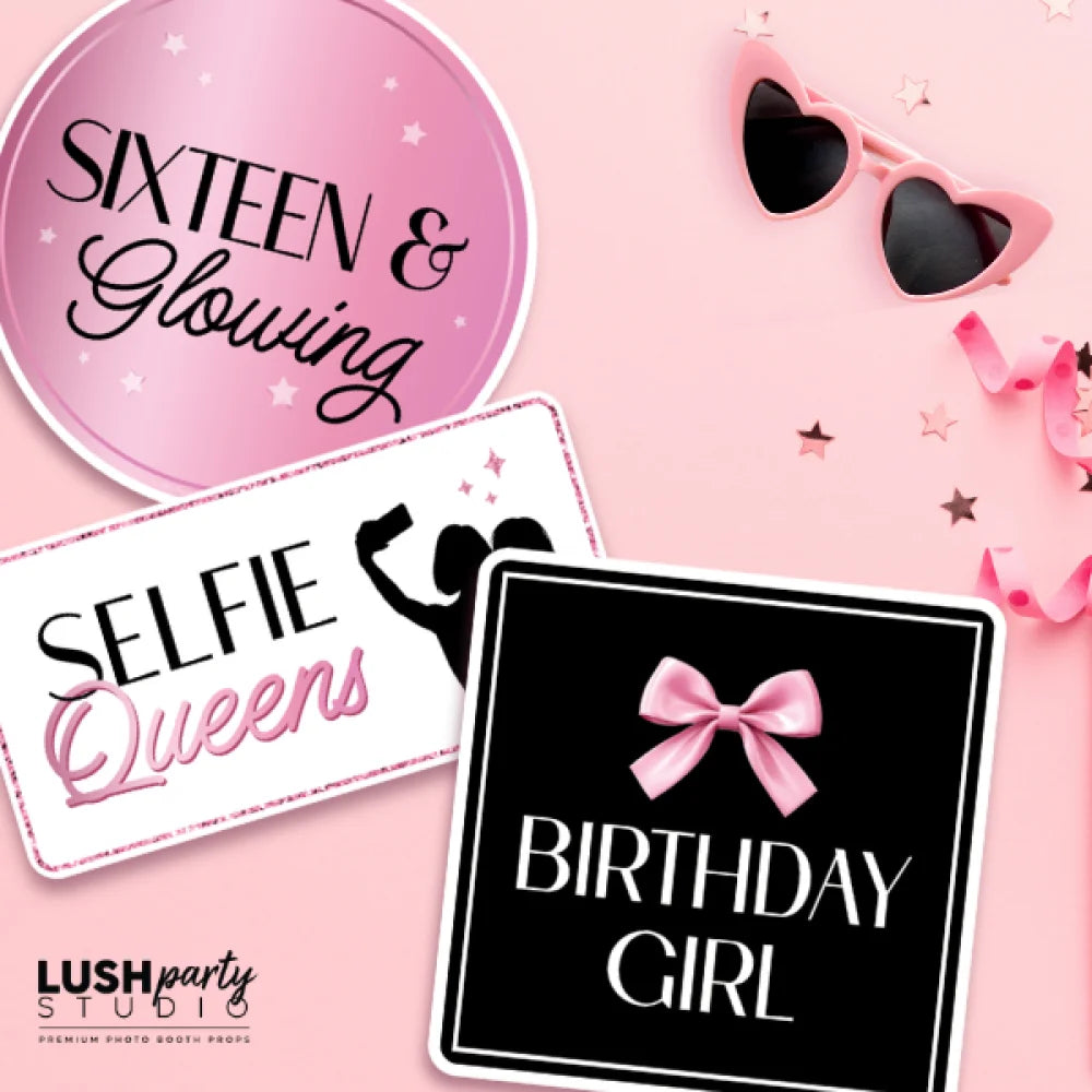 sweet 16 birthday photo booth prop signs
