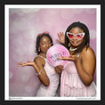 Load image into Gallery viewer, Two women posing with a 'Sixteen & Glowing' photo booth prop sign for sweet 16 party
