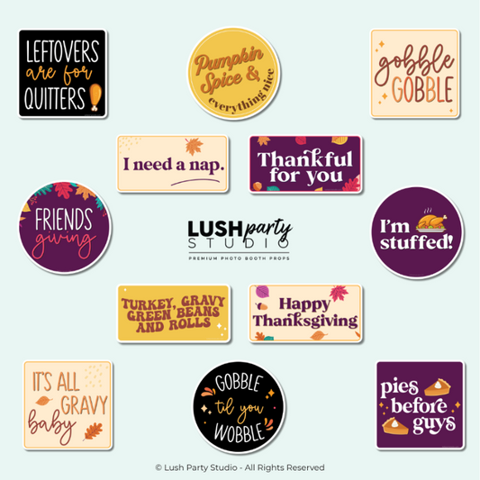 Thanksgiving Fall Friendsgiving Photo Booth Word Prop Signs